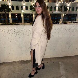 Mango Cream Open-Front Sweater